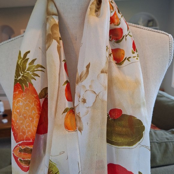 Vintage Scarf with Fruit Unbranded - Picture 1 of 6